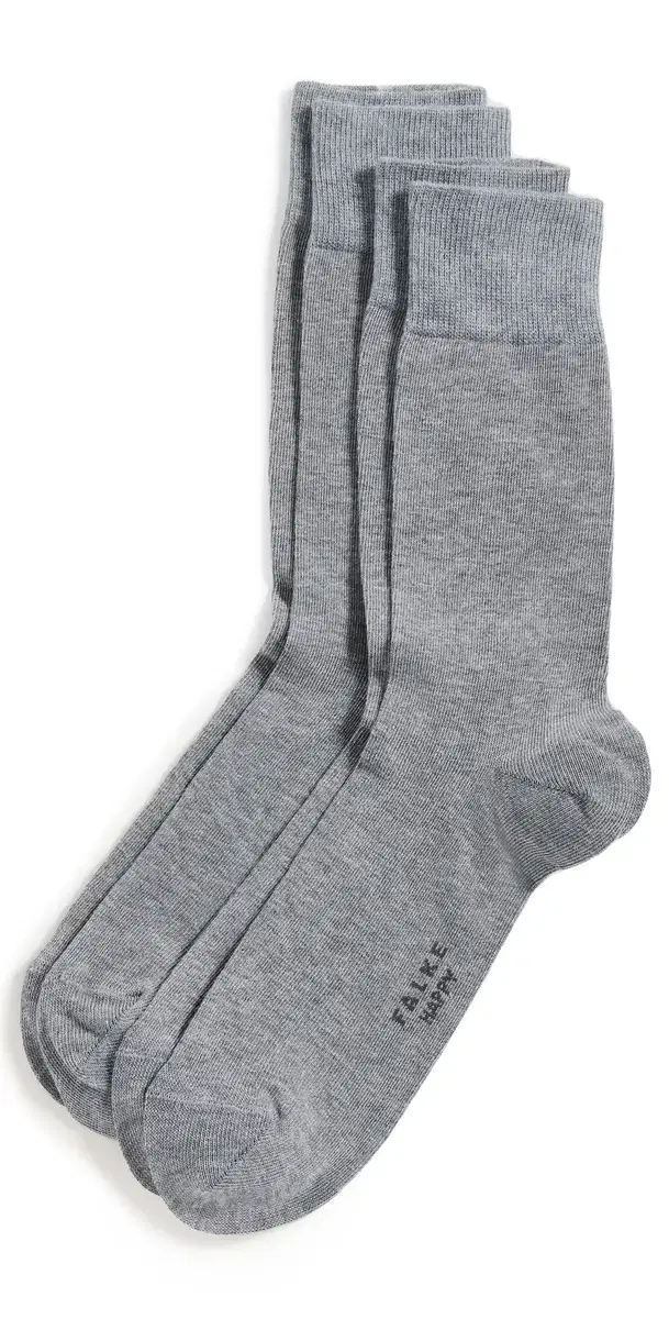 Falke Happy Socks 2 Pack Light Grey Melange