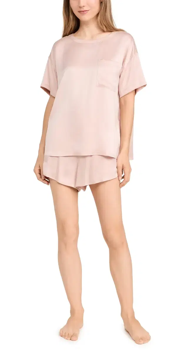 Lunya Washable ilk Tee hort et Delicate Pink