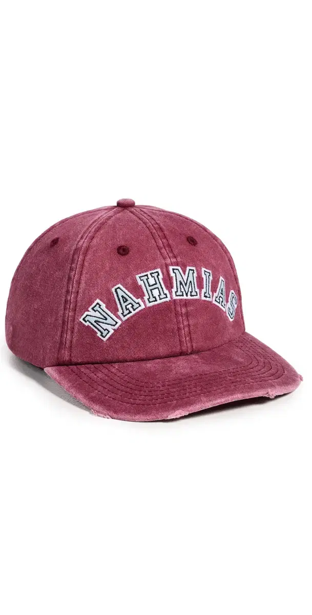 Nahmias Chenille Dad Cap Burgundy Cotton Silk One Size