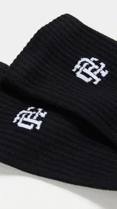 Reigning Champ 3 Pack Classic Mid Crew Socks Black | Thumbnail 3