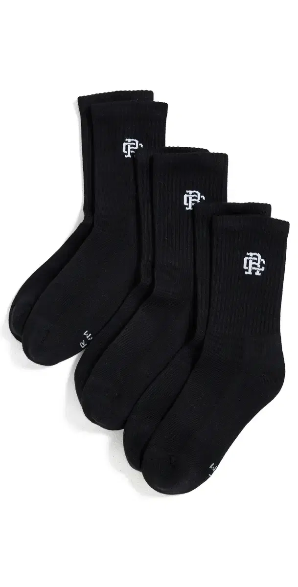 3 Pack Classic Mid Crew Socks Black
