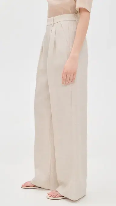 Good American Linen Blend Trousers Oat | Thumbnail 4 Good American Linen Blend Trousers Oat | Thumbnail 4