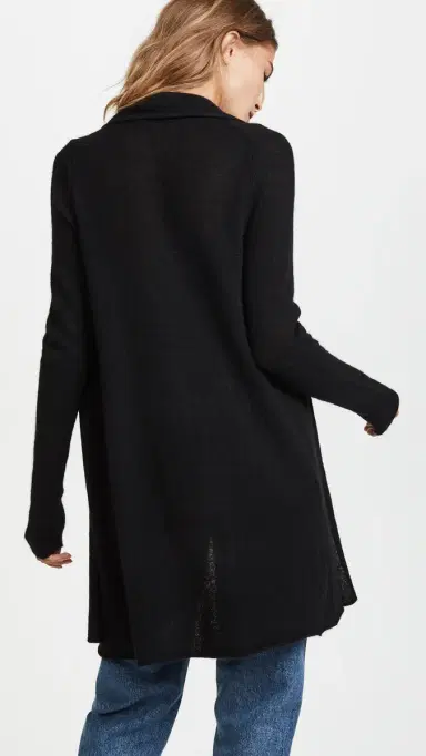 White + Warren Essential Trapeze Robe Black S | Thumbnail 3