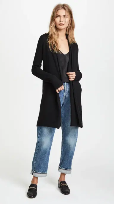 White + Warren Essential Trapeze Robe Black S | Thumbnail 5