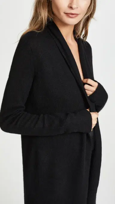 White + Warren Essential Trapeze Robe Black S | Thumbnail 6