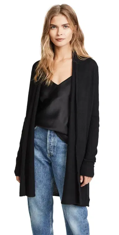 White + Warren Essential Trapeze Robe Black S | Thumbnail 1