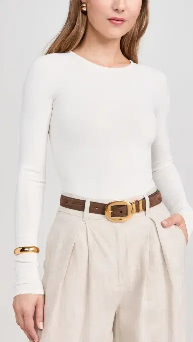 Altuzarra Vintage Brass Buckle Belt Chocolate | Thumbnail 3