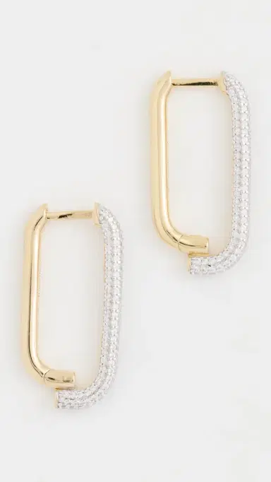 Otiumberg Pave Mosaic Hoops Gold One Size | Thumbnail 2