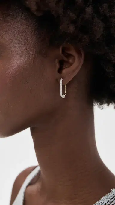 Otiumberg Pave Mosaic Hoops Gold One Size | Thumbnail 3