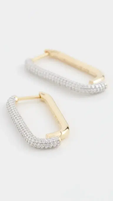 Otiumberg Pave Mosaic Hoops Gold One Size | Thumbnail 4