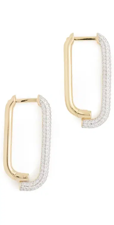 Otiumberg Pave Mosaic Hoops Gold One Size | Thumbnail 1