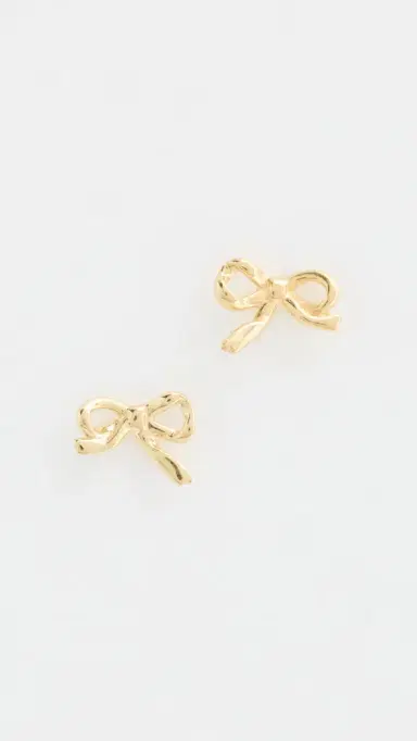 Madewell Demi Mini Bow Stud Earrings Gold One Size | Thumbnail 2