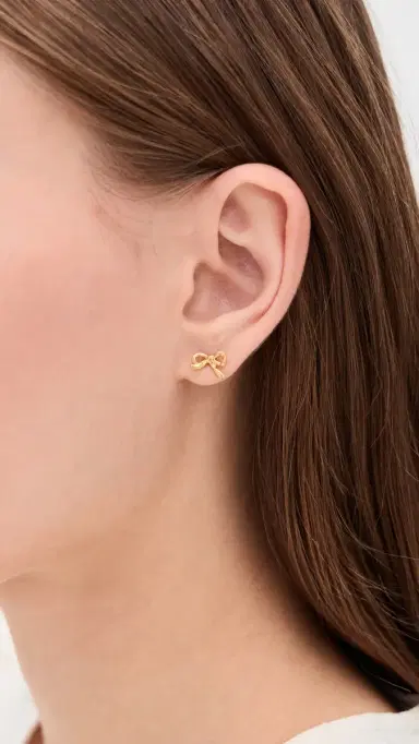 Madewell Demi Mini Bow Stud Earrings Gold One Size | Thumbnail 3