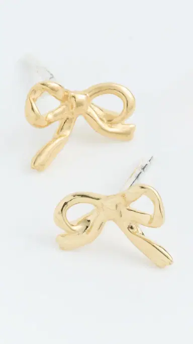 Madewell Demi Mini Bow Stud Earrings Gold One Size | Thumbnail 4