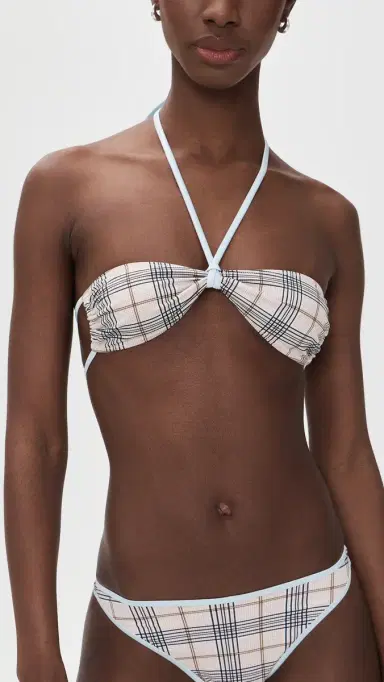 Lioness Bloom Bikini Top Beige Plaid | Thumbnail 2