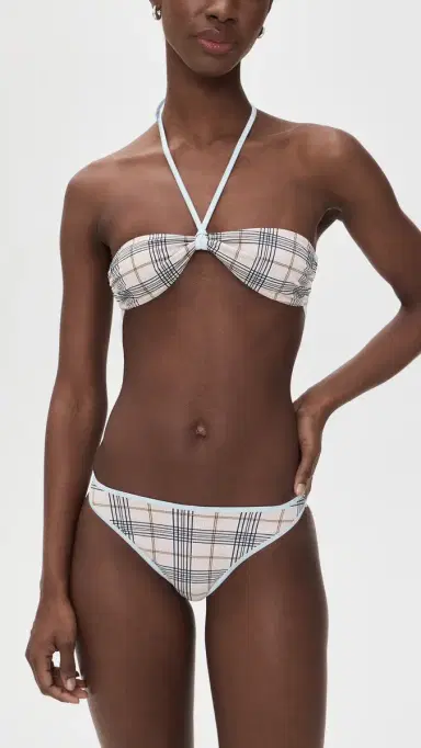 Lioness Bloom Bikini Top Beige Plaid | Thumbnail 5