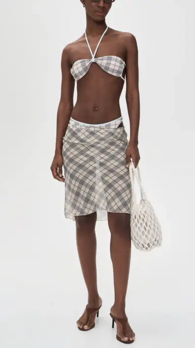 Lioness Bloom Bikini Top Beige Plaid | Thumbnail 6