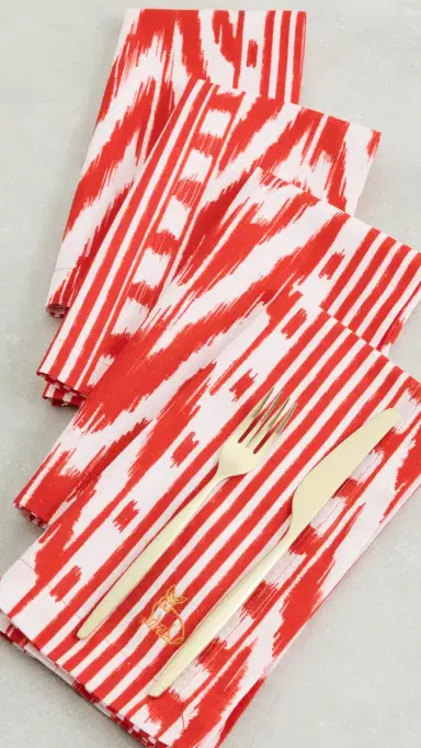 Coniglio Palm Beach Napkin Set Red Ikat One Size | Thumbnail 2