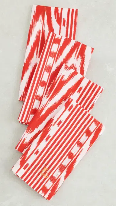 Coniglio Palm Beach Napkin Set Red Ikat One Size | Thumbnail 5