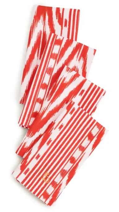 Coniglio Palm Beach Napkin Set Red Ikat One Size | Thumbnail 6