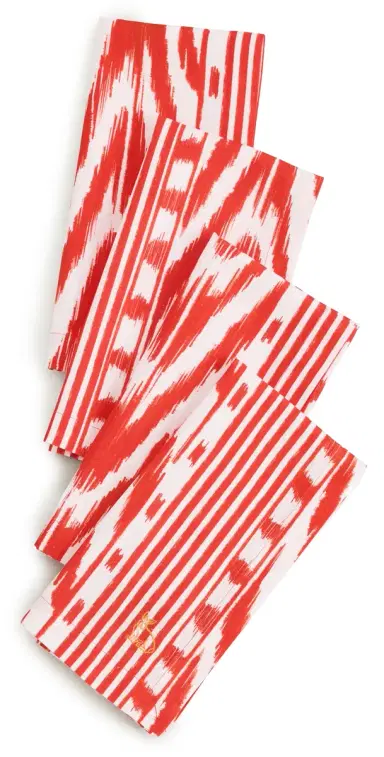 Coniglio Palm Beach Napkin Set Red Ikat One Size | Thumbnail 1