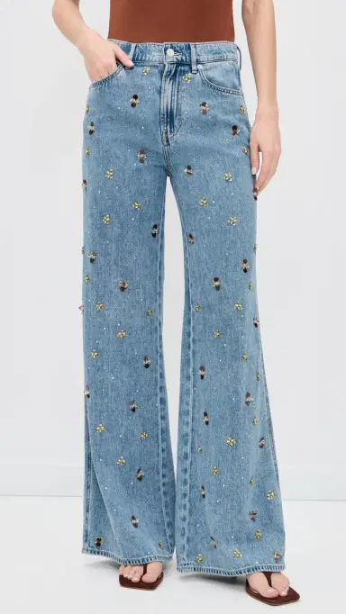 Veronica Beard Jean Kasey Wide Leg Jeans Silver Dust | Thumbnail 2