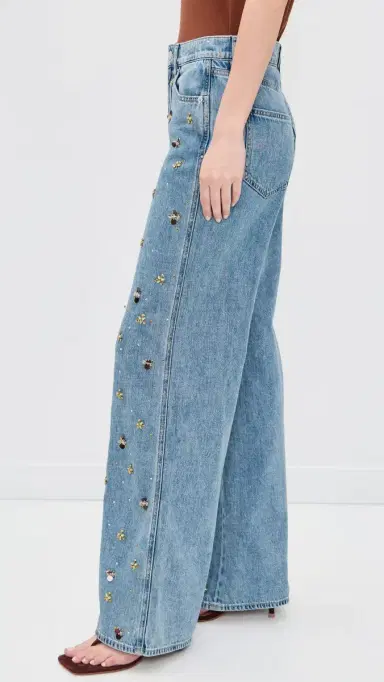 Veronica Beard Jean Kasey Wide Leg Jeans Silver Dust | Thumbnail 4