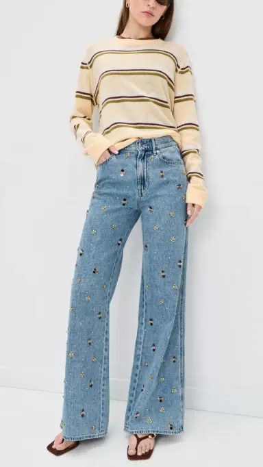 Veronica Beard Jean Kasey Wide Leg Jeans Silver Dust | Thumbnail 5