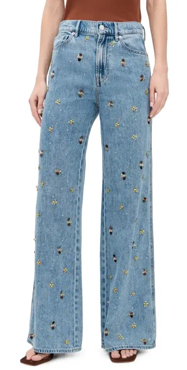 Veronica Beard Jean Kasey Wide Leg Jeans Silver Dust | Thumbnail 1