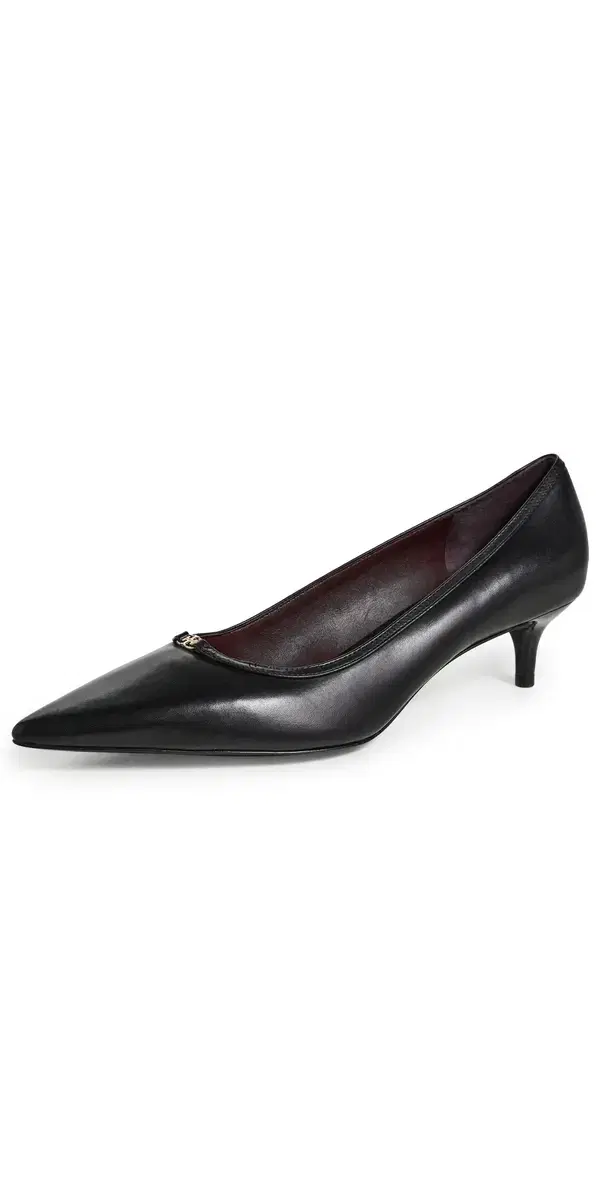 Tory Burch Double T Buckle Kitten Heel Pumps 45mm Perfect Black / Perfect Black
