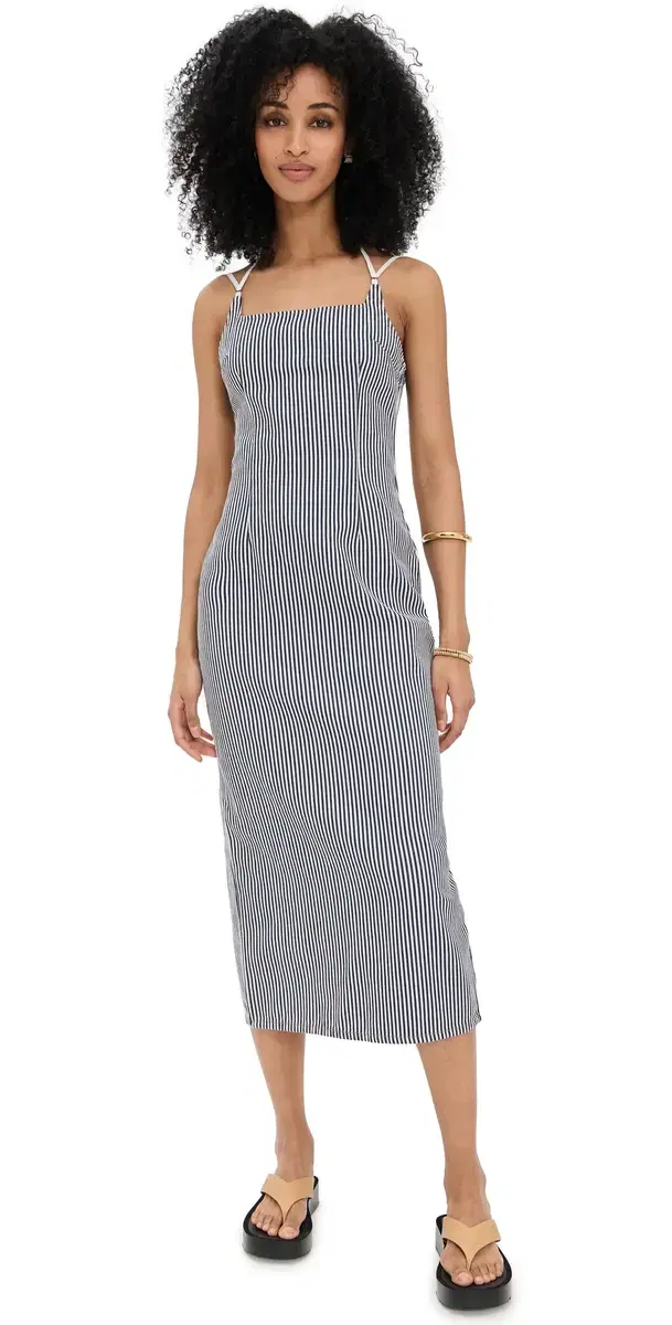 Birkin Midi Dress Navy Stripe