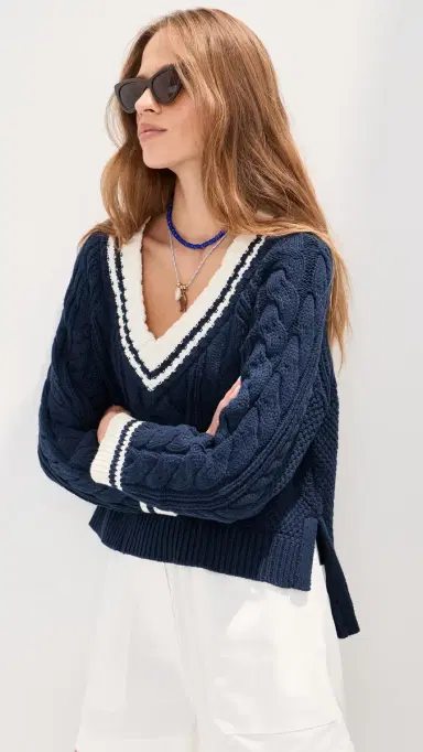 LE BOP Marley V Neck Oversized Sweater Midnight Multi L | Thumbnail 2