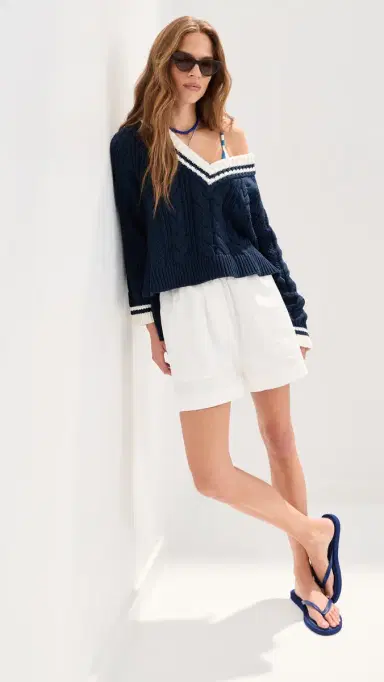 LE BOP Marley V Neck Oversized Sweater Midnight Multi L | Thumbnail 5