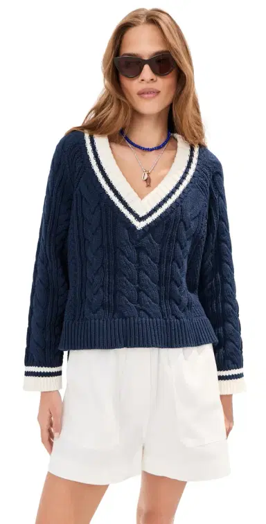 LE BOP Marley V Neck Oversized Sweater Midnight Multi L | Thumbnail 1