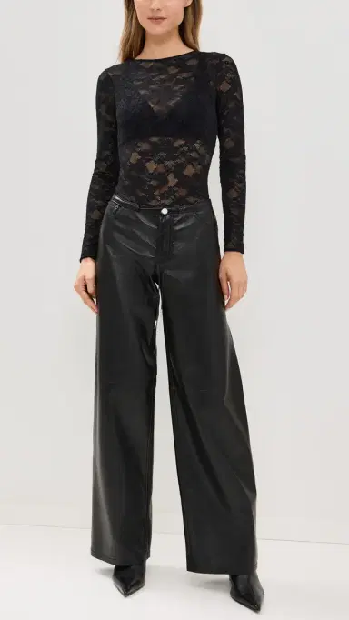 Fleur du Mal Le tretch Long Sleeve Thong Bodysuit Black | Thumbnail 5