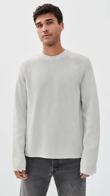 Theory Washed Crew Neck weater Washed Vapor | Thumbnail 2