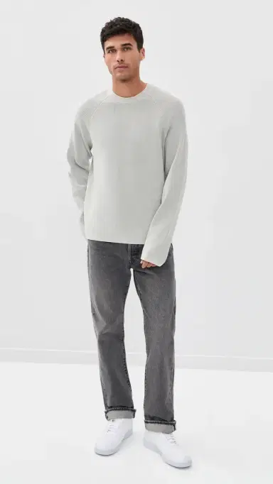 Theory Washed Crew Neck weater Washed Vapor | Thumbnail 5