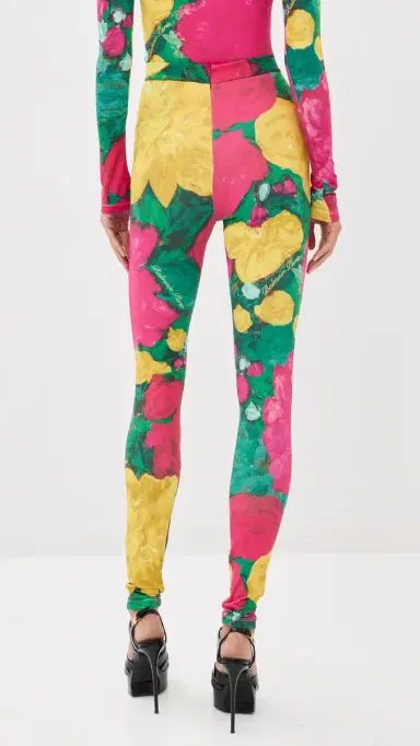 Balmain Second Skin Roses Print Jersey Leggings Green/Pink/Yellow | Thumbnail 4 Balmain Second Skin Roses Print Jersey Leggings Green/Pink/Yellow | Thumbnail 4