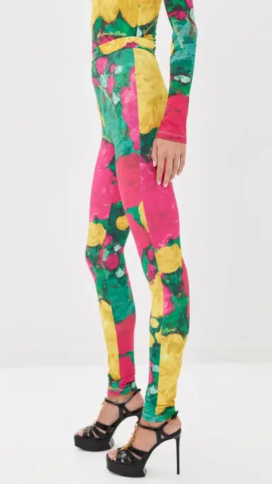 Balmain Second Skin Roses Print Jersey Leggings Green/Pink/Yellow | Thumbnail 5 Balmain Second Skin Roses Print Jersey Leggings Green/Pink/Yellow | Thumbnail 5