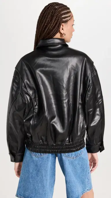 LIONESS Kenny Bomber Faux Leather Jacket Jet Black L | Thumbnail 3 LIONESS Kenny Bomber Faux Leather Jacket Jet Black L | Thumbnail 3