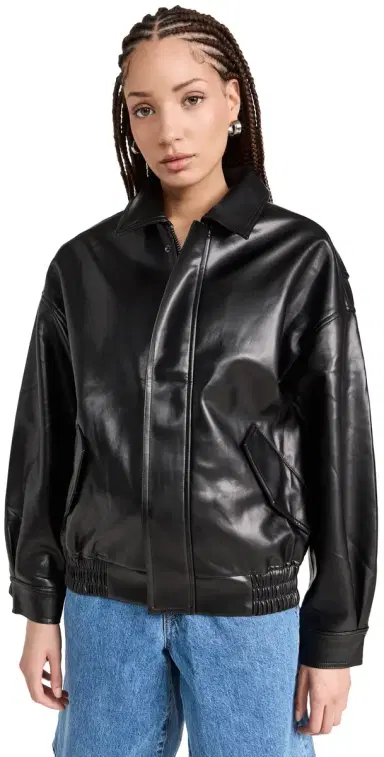 LIONESS Kenny Bomber Faux Leather Jacket | Thumbnail 1