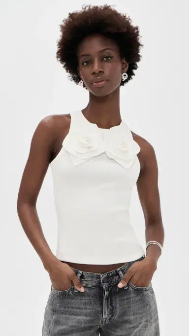 AKNVAS Camille 3D Flower Tank White | Thumbnail 2 AKNVAS Camille 3D Flower Tank White | Thumbnail 2