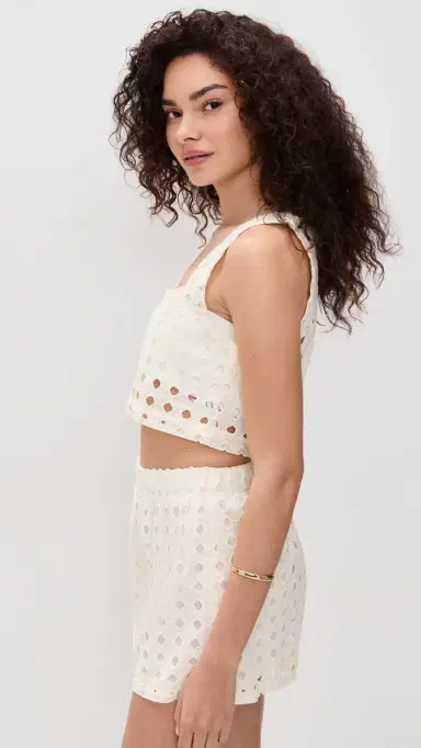 LE BOP Eyelet Desiree Cropped Tank Ivory L | Thumbnail 4 LE BOP Eyelet Desiree Cropped Tank Ivory L | Thumbnail 4