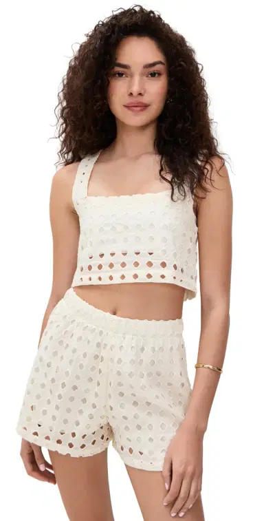 LE BOP Eyelet Desiree Cropped Tank Ivory L | Thumbnail 1 LE BOP Eyelet Desiree Cropped Tank Ivory L | Thumbnail 1