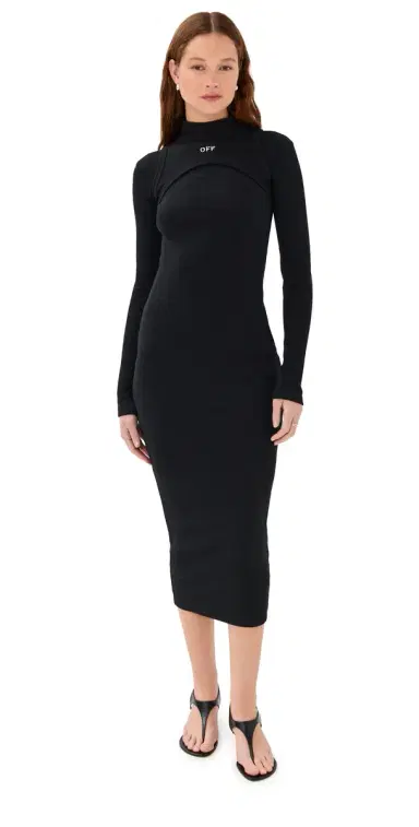 Off-White Off Stamp Rib Round Long Dress Black/White 42 | Thumbnail 1 Off-White Off Stamp Rib Round Long Dress Black/White 42 | Thumbnail 1