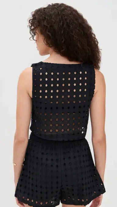 LE BOP Eyelet Desiree Cropped Tank Black L | Thumbnail 3 LE BOP Eyelet Desiree Cropped Tank Black L | Thumbnail 3