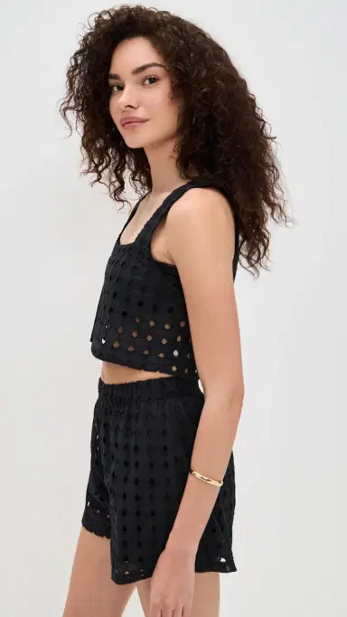 LE BOP Eyelet Desiree Cropped Tank Black L | Thumbnail 4 LE BOP Eyelet Desiree Cropped Tank Black L | Thumbnail 4