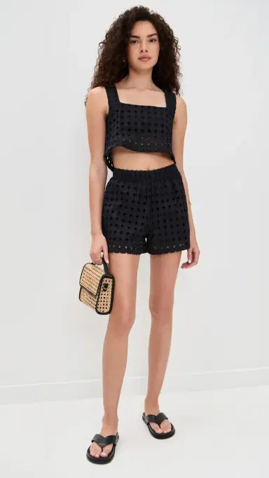 LE BOP Eyelet Desiree Cropped Tank Black L | Thumbnail 5 LE BOP Eyelet Desiree Cropped Tank Black L | Thumbnail 5