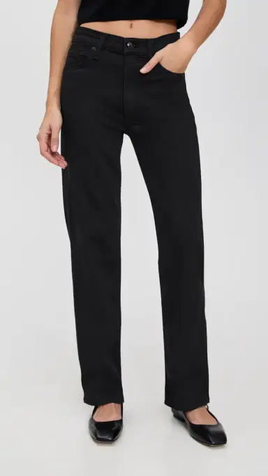 rag & bone Flexi Harlow Mid Rise Ankle Straight Jeans Black 25 | Thumbnail 2