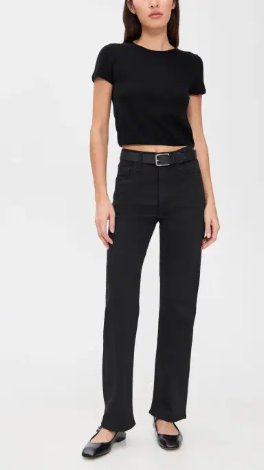 rag & bone Flexi Harlow Mid Rise Ankle Straight Jeans Black 25 | Thumbnail 5
